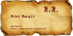 Mikó Margit névjegykártya